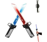 Retractable Double-Blade Lightsaber, with Red & Blue LED Lights, 2-in-1 Reversible Hilt, Swing-to-Unlock Design, Extendable Sword for Fidget Spinning, Cosplay & Collection, Durable Prop Toy