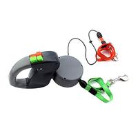Retractable Double Dog Lead, No Tangle 3m Long Leash for Large Medium Small Dogs, Unique 2 in 1 Design, Supports Two Dogs up to 40 Lbs Each