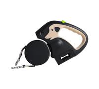 Retractable Double Dog Leash for Two Dogs-No Tangle 360°Swivel with LED Light,Poop Bag Holder & Reflective Safety Lead-Dual Lock System(23 * 15 * 4cm, Khaki)