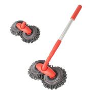 Retractable Double Head Car Wash Brush 360° Rotating Long Handle Car Cleaning Kit Brush Chenille Microfiber Car Wash Mop Not Hurt Paint Scratch Free((Single Set + 1 Spare Brush Head)