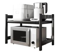 Retractable Double-Layer Microwave Oven Rack - Expandable Kitchen Stand for Cabinets & Counters Modern Adjustable Shelf for Home ion