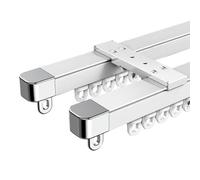Retractable Double Row Ceiling Curtain Track Set Silent Curtain Rod for Bedroom & Hospital Windows Adjustable 0.85-1.5m Easy Install Elegant White Design