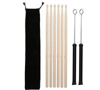 Retractable Drum Stick Brush Set, Jazz Drum Brushes with Metal Wire and 5A Sticks, Adjustable Steel Percussion Accessories with Plush Carry Bag for Drum Set (Black)
