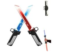 Retractable Dual Color Lightsaber Toy, Red & Blue Motion-Activated Light Up Saber with Sound & Steam Effect, Connectable Double-Bladed Sword for Kids Teens Adults Role-Play Birthday Gift