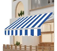 Retractable Electric/Manual Awning Fabric Replacement 14.8x13.1 FT / 450x400CM (Frame-less) Blue-White Stripe Garden Sunshade 250g/m²Polyester Material