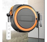 Retractable Extension Cord Reel, 30m Heavy Duty Extension Lead with 16A Socket & 180° Rotation, Adjustable Ball Position, Car Beauty Repair, Factory Workshop