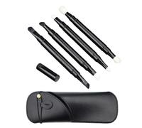 Retractable Eye Makeup Brush with Cap, Dual Ended Shadow Brush for Eye and Nose, Automatic Sealing Makeup Tool for Home, Outdoor, Travel (Brushes Set)