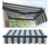 Retractable Fabric Top Cover Replacement for Windows & Doors 10x8.2ft Blue Stripes Perfect for Decks & Market Use Outdoor Canopy Shade Solution