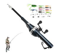 Retractable Fishing Rod - Folding Fishing Pole | Portable Extendable Fishing Pole, Travel Fishing Rod With Fish Lures, Extendable Fish Equipment For Neighbor Uncle Father Grandfather Grandpa
