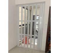 Retractable Folding Door, Room Divider with Clear Panels and Handle, Magnetic Interior Door Screen, Sliding Fold Gate for Room Entry