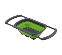 Retractable Folding Drain Basket | Foldable Fruit & Vegetable Washing Basket | Space - Saving Kitchen Colander/Produce Rack | Secure Base, Easy Storage (Green)