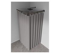 Retractable Folding Shower Curtain RodWallMounted DIY Portable Changing Room No Drill WaterResistant Ideal for RVs Hotels Homes & Clothing Stores (Gray 4Fold)