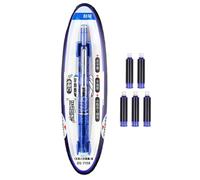 Retractable Fountain Pen - 0.38 mm Fine Nib Writing Instrument, Includes 5 Ink Cartridges | School Supplies Stationery Doodling Journaling Notes Making for Students Full Wax