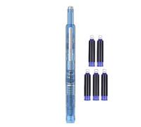 Retractable Fountain Pen - 0.38mm Fountain Pen | PP Writing Pens - Medium Fluid Nib with Transparent Barrel and 5 Refillable Ink Cartridges for School Office Journalism