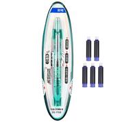 Retractable Fountain Pen - 0.38mm Telescopic Pen with 5 Refillable Blue Ink Cartridges, Transparent Body, Smooth Writing for Journals, Doodles and Notes, ABS and Stainless Steel