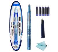 Retractable Fountain Pen: 18cm Writing Tool with Non-Slip Grip, Soft Tip, Constant Ink Flow, Journal | Paper Set
