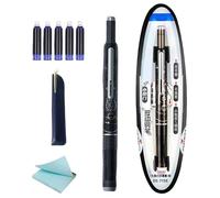 Retractable Fountain Pen - 7.09 Inch ABS | Fine Point Pens With Ink Cartridges | Soft Control Office Stationery | Journal Tool For Writing Sketches,