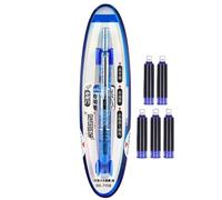 Retractable Fountain Pen, Liquid Writing Feel, 0.38 mm Cartridge Filler with 5 Refills for School, Notes, Diary, Sketches