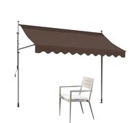 Retractable Free Standing Sun Shade Canopy Screwless Patio Awning with Hand Crank No Drill Vertical Shelter for Garden Cafe Restaurant Gazebo (Brown 400x120cm)