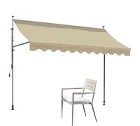 Retractable Free Standing Sun Shade Canopy Screwless Patio Awning with Hand Crank Vertical Awning for Garden Cafe Restaurant No Drill Installation (Beige 250x120cm)