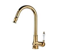 Retractable French Copper Kitchen Faucet Splash-Resint Hot & Cold Sink Tap d Pattern Ele Design for Modern Home