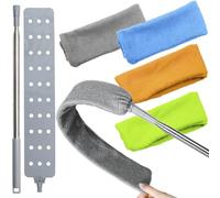 Retractable Gap Dust Cleaner Brush with 4 pcs Replacement Duster Cloth, 100 inches Extendable Pole, Flexible Microfiber Duster for Cleaning Under Refrigerator, Sofa,Couch Bed, Furniture