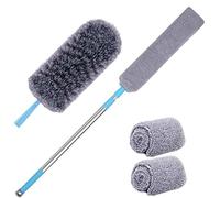 Retractable Gap Dust Cleaner, Microfiber Duster with Extension Pole 43'' to 55'', Bendable Washable Dust Brush for Wet and Dry for Cleaning Under Appliances Furniture Couch Fridge