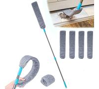 Retractable Gap Dust Cleaner,Under Fridge & Appliance Duster,Dust Brush for Wet and Dry,Retractable Gap Dust Cleaning Artifact for Home Bedroom Kitchen (With 4 Replaceable Cloth)