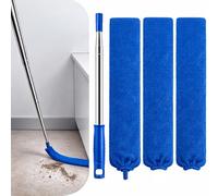 Retractable Gap Dust Cleaner with Extension Rod, Cleaning Tools with 3 Microfiber Dusters, Extendable Long Handle, Duster for Cleaning Under Refrigerator, Furniture Appliance (Blue)
