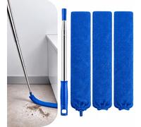 Retractable Gap Dust Cleaner with Extension Rod, Cleaning Tools with 3 Microfiber Dusters, Extendable Long Handle, Duster for Cleaning Under Refrigerator, Furniture Appliance (Blue)