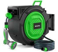 Retractable Garden Hose Reel, 1/2'' x 30m+2m Wall Mounted Hose Reel with 180° Swivel Bracket,10-Pattern Nozzle, Automatic Slow Return System, Any Length Lock, Hosepipes for Garden, Cleaning