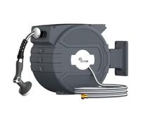 Retractable Garden Hose Reel 1/2" x65 ft, Automatic Hose Reel with 10 Pattern Nozzle, Any Length Lock Wall Mounted &180 Deg Swivel