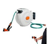 Retractable Garden Hose Reel, 10/20/30m Wall Mounted Hose Reel with Hidden Handle, Automatic Rewind, Any Length Lock, Slow Retraction, for Car Wash Beauty,