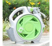Retractable Garden Hose Reel, 15 m, Automatic Winding Mechanism, Compact Garden Hose Reel with Multi-Jet Spray Nozzle, Green