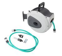 Retractable Garden Hose Reel 65.6ft with Any Length Lock, Auto Rewind Wall Mounted Hose Reel with 180° Swivel Bracket and Multi Pattern Nozzle for Yard Outdoor Watering