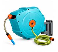 Retractable Garden Hose Reel Wall Mounted, 15M/20M Auto Rewind Water Hose Pipe Reel with Spray Nozzle, Compact Enclosed Hose Storage for Garden Watering, Lawn, Patio, Driveway and Car and Bike Washing