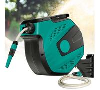 Retractable Garden Hose Reel Wall Mounted,Nozzle Wall Mounted Hose,15+1.5m/20+2m/30+2m,180°Swivel,Automatic Water Pipe Recycling,with Handle,with Two Types of Nozzles