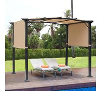 Retractable Garden Pergola with Dual-Side Adjustable Roof 2.96x2.45m Steel Frame
