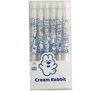 Retractable Gel Pen 6pcs/lot 0.5mm Black Gel Pen Press Type Writing Pen Cream Rabbit Sketch Pen Kawaii School Stationery Supplies