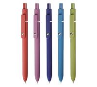 Retractable Gel Pens - 0.5MM Fine Point Quick Dry Black Ink Writing Set 5PCS | Soft Touch Barrel Journaling Note Taking School Office Stationery | Smooth Comfortable Grip Supplies For Students