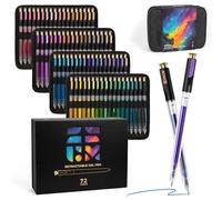 Retractable Glitter Gel Pens,72 Colors Large Capacity Multicolor Glitter Metallic Gel Ink Pens, 1 mm Fine Point Smooth Writing Color Pens for Adult Coloring Book Note Taking Aesthetic Art Supplies