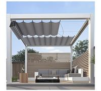 Retractable Grey Wave Sun Shade Canopy for Patio & Garden, 2.5x5.5m Sliding Pergola Awning, Breathable Outdoor Sun Protection Fabric, Ideal for Backyard Relaxation