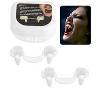 Retractable Halloween Vampire Fangs, 2Pcs Reusable Scary Vampire Teeth Braces DIY Werewolf Fake Teeth with Portable Box Halloween Carnival Cosplay Party Prom Dress Up Prop Decoration