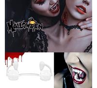 Retractable Halloween Vampire Fangs Not Scratch The Gums Horrifying Vampire Teeth Reusable Halloween Monster Teeth Prop for Carnival Cosplay Party
