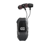 Retractable hands-free headphones - digital display Noise cancelling microphone earphone, collar clips with adjustable microphone system | Clear communication for professional use as vrac