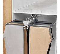 Retractable Hanging Pants Rack - Adjustable Pull-Out Trouser Organizer with Double Damping Slide Rails, Extendable Valet Rod for Closet & Wardrobe