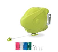 Retractable Heavy-Duty 15m Washing Line Clothes Dryer Rack - Indoor/Outdoor Expandable Laundry Drying Solution with Rust-Resistant Cord (Green, 15m Washing Line)