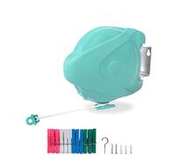 Retractable Heavy-Duty 15m Washing Line Clothes Dryer Rack - Indoor/Outdoor Expandable Laundry Drying Solution with Rust-Resistant Cord (Blue, 15m Washing Line)