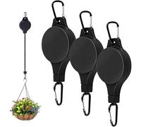 Retractable Heavy Duty Plant Hanger Pulley, Height-Adjustable Pulley System for Hanging Baskets, Bird Feeders & Outdoor Planters, Easy Watering & Bird Feeders (3PCS)