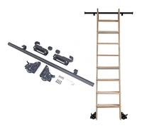 Retractable Hook on Rolling Ladder Hardware Library Sliding Ladder Hardware Kit Round Track/Rail(No Ladder), Rustic Black Round Tube Mobile Ladder Track Floor Roller for Home/Indoor/Loft(Size:4ft/1.22